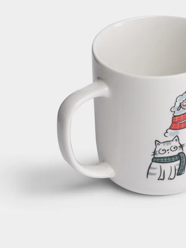 Кружка, 430 мл, Коты и овечка в шарфах, Christmas cat, image-4