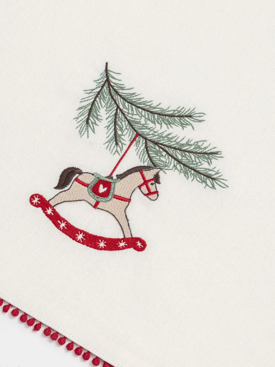 Полотенце кухонное, 40х60 см, 2 шт, хлопок, молочное/красное, Лошадка, Christmas traditions, image-1