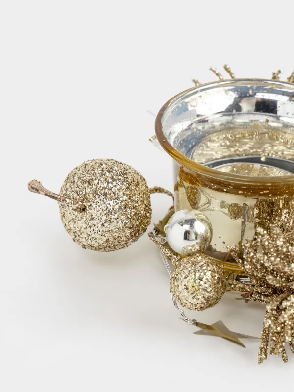 Подсвечник, 11x5 см, для чайной свечи, со свечой, шампань, Яблоки, Apple garden, image-3