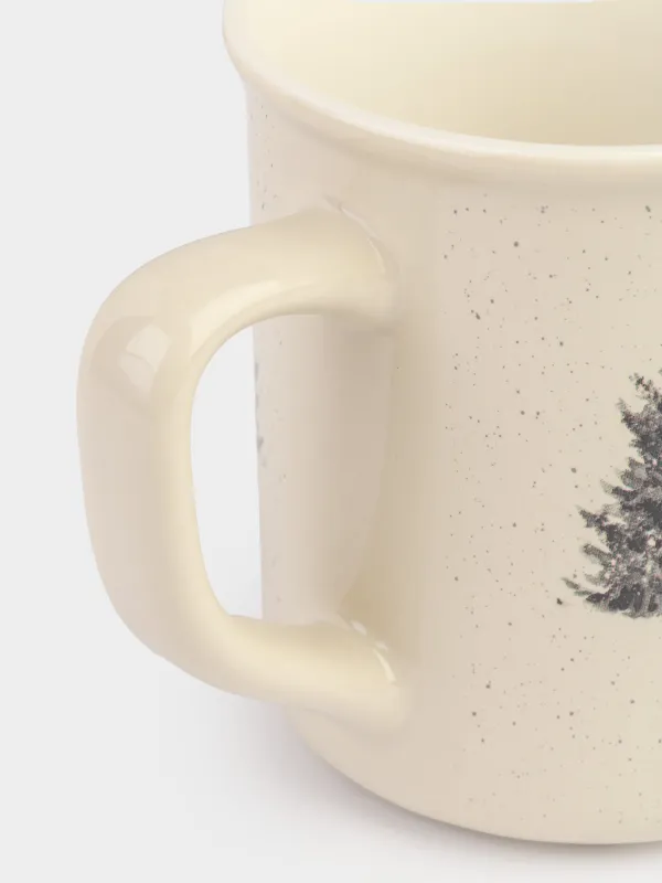 Кружка, 430 мл, фарфор N, бежевая, Олень в лесу, Woodland story, image-2