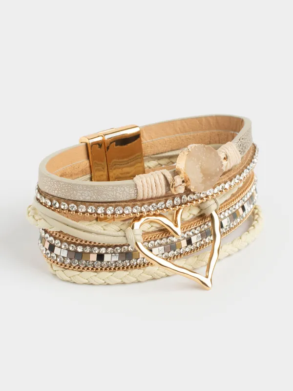 Браслет, 20 см, многоярусный, полиэстер/металл, Jewelry heart, image-1