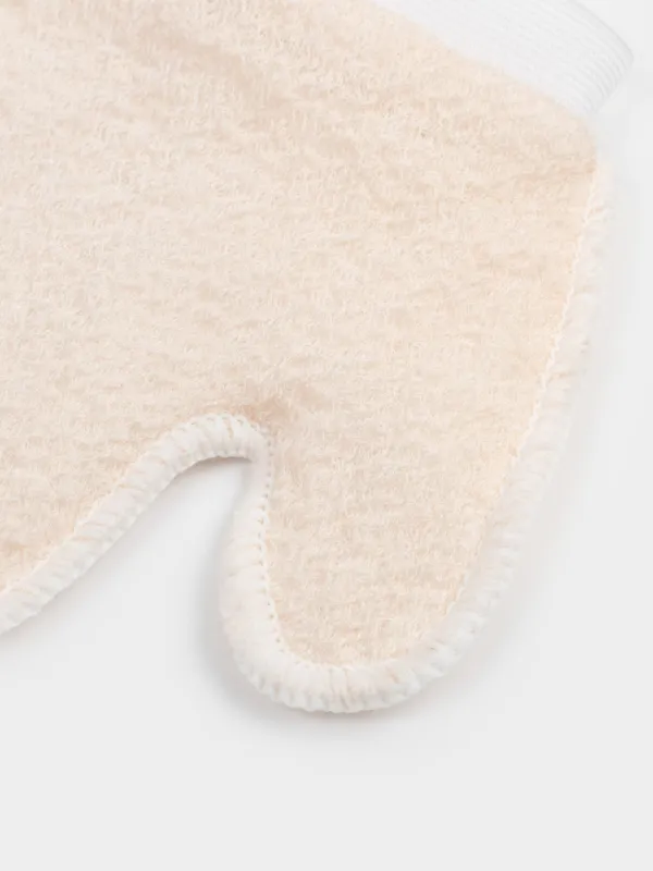 Мочалка-варежка для мытья тела, 21х17 см, отшелушивающая, полиэстер/нейлон, белая, Unique spa, image-6