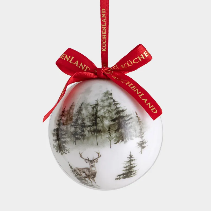 Игрушка елочная, 7 см, пенопласт, Шар, Олень, Ball print