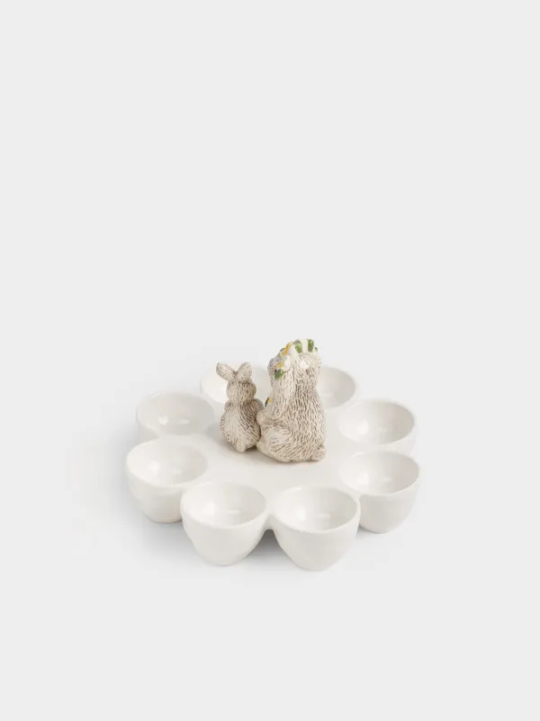 Блюдо пасхальное, 20x20 см, 8 отд, фарфор P/керамика, бело-бежевое, Кролики, Natural Easter, image-2