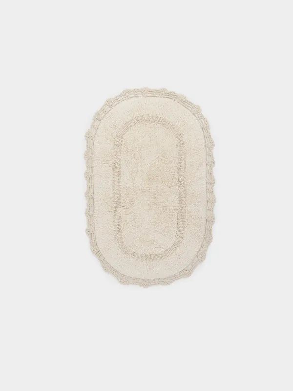 Коврик, 60x100 см, овальный, хлопок, кремовый, Кружево, Knit, image-0