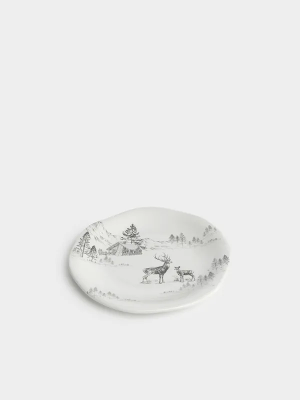 Тарелка закусочная, 21 см, Олени в лесу, Winter deer, image-3