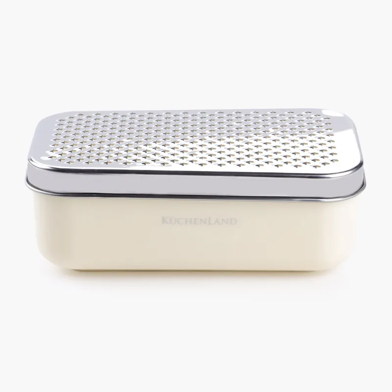 Терка, 18х10 см, с контейнером и сменными насадками, сталь/пластик, молочная, Chalet