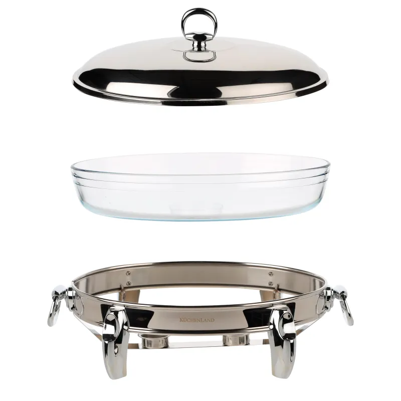 Блюдо с подогревом, 42х25 см, стекло Т/сталь, овальное, Acero, image-3