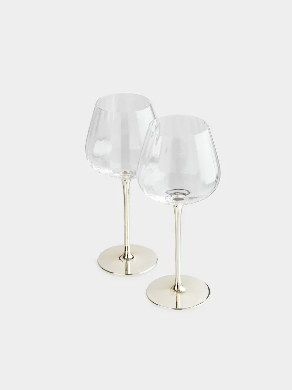 Бокал для красного вина, 2 шт, золотистая ножка, Glyfada, image-1