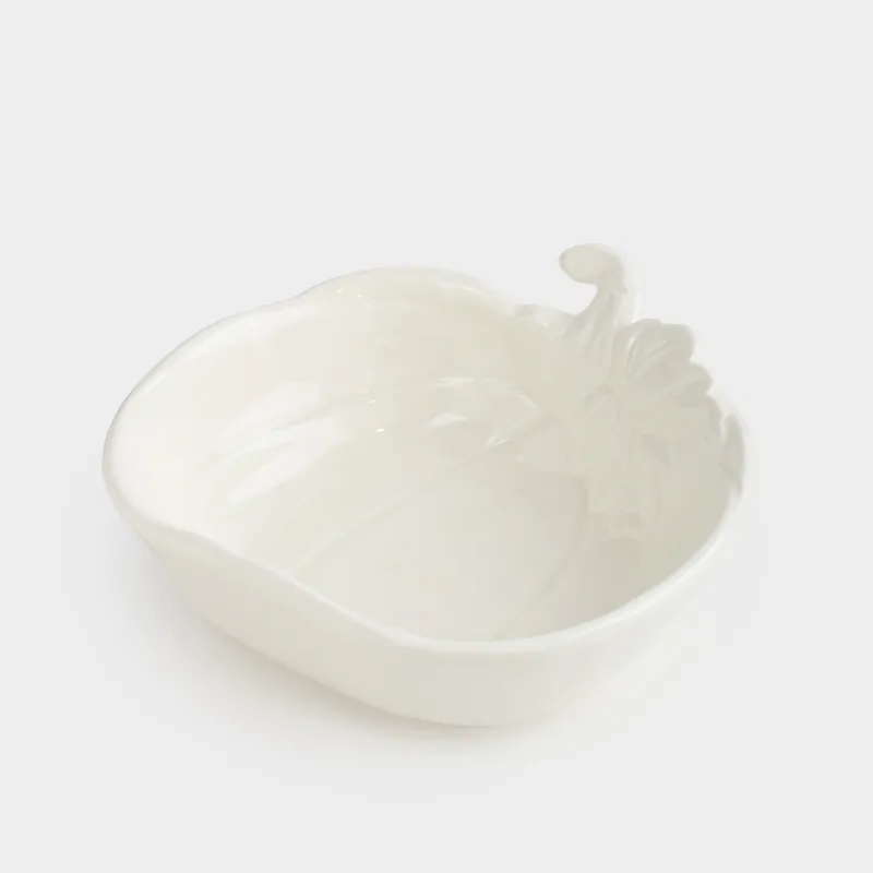 Блюдо глубокое, 18х6 см, керамика, молочное, Тыква с листом, Golden glow