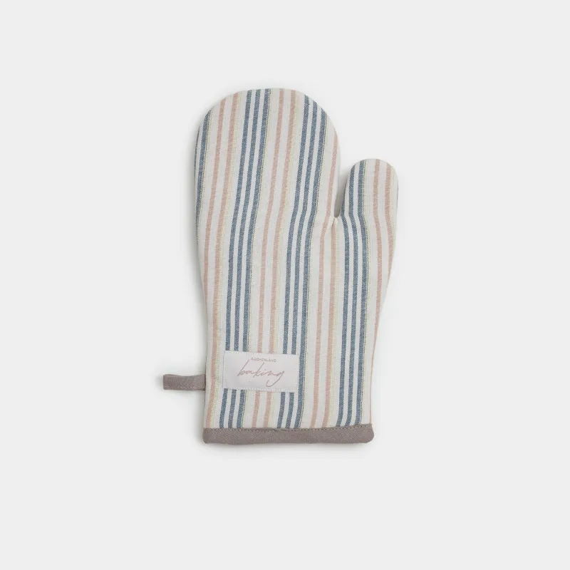 Прихватка-варежка, 18х30 см, хлопок, молочная, Полосы, Stripes kitchen