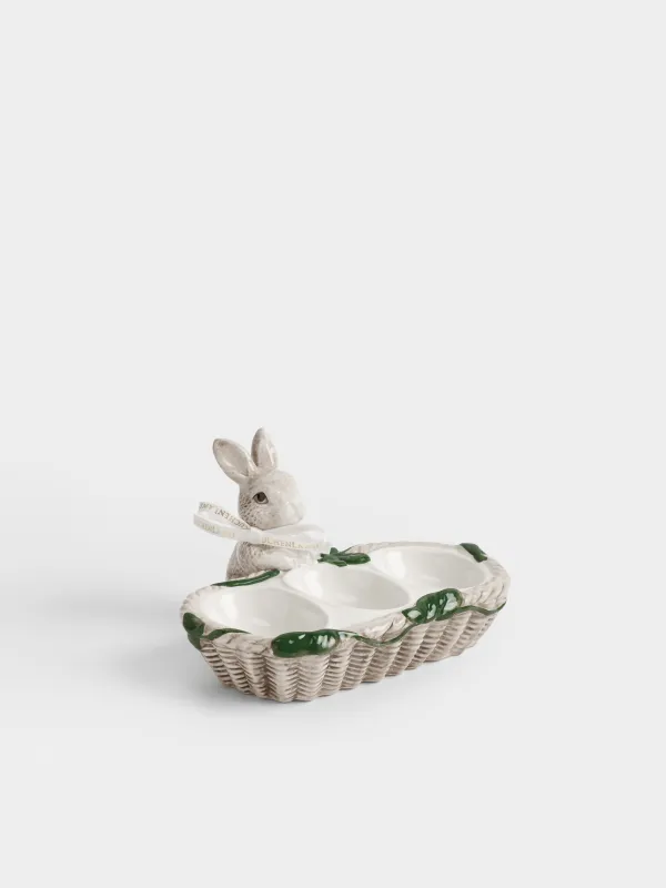 Блюдо пасхальное, 15х8 см, 3 отд, керамика D, молочно-коричневое, Кролик, Easter lace, image-2