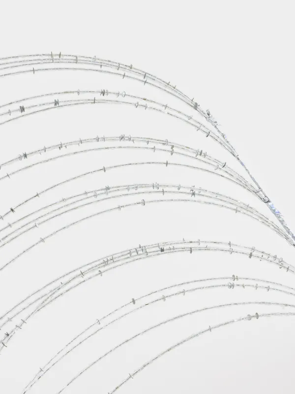 Ветка декоративная, 62 см, бисер/металл, серебристо-красная, Ива, Curved decor, image-2