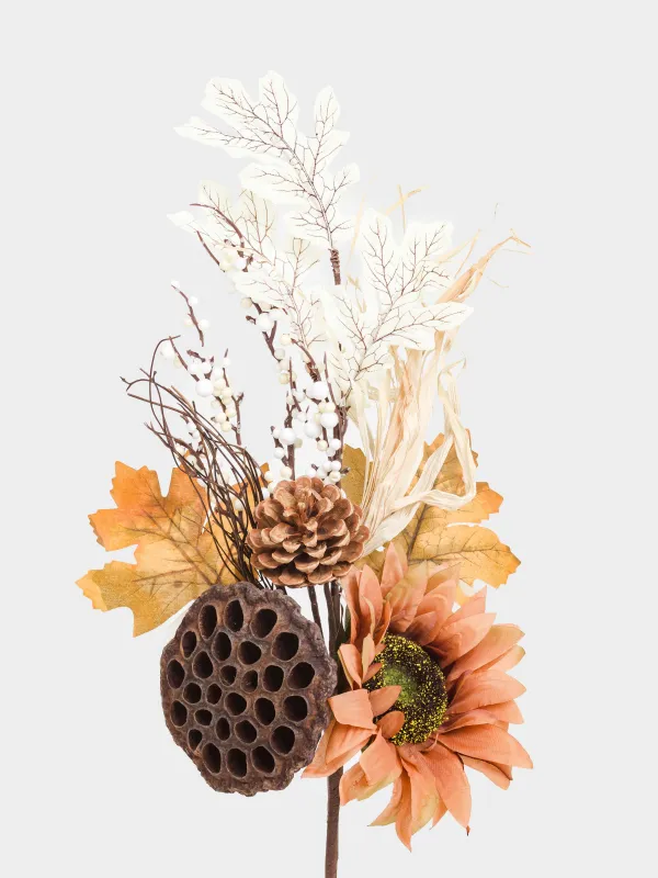 Ветка декоративная, 55 см, Лотос с подсолнухом, Nelumbo decor, image-1