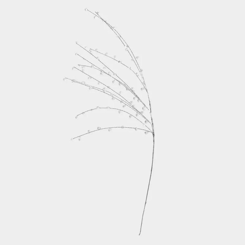 Ветка декоративная, 80 см, акрил/металл, Серебристая ветка с кристаллами, Crystal decor