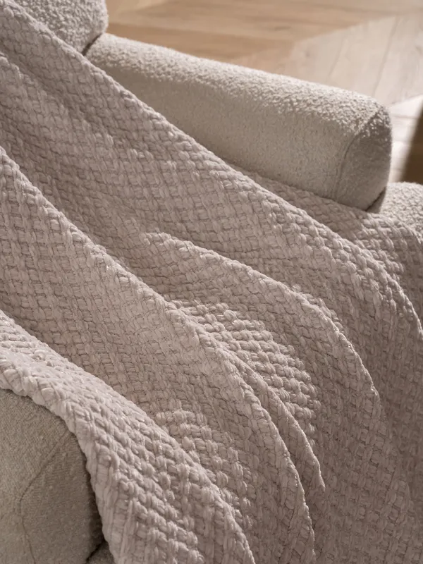 Плед, 130х160 см, с бахромой, шенилл, молочный, Chenill, image-1