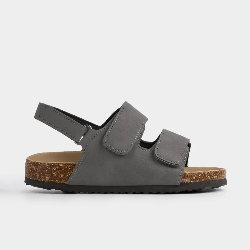 Сандалии детские, для мальчиков, на липучке, искусственная замша, серые, Suede kids