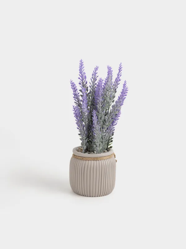 Растение искусственное, 26 см, в горшке, пластик/цемент, Лаванда, Lavender, image-3