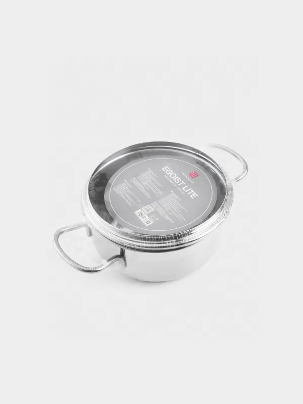 Кастрюля, 16 см, 1,4 л, с крышкой, сталь/стекло, Egoist lite, image-3