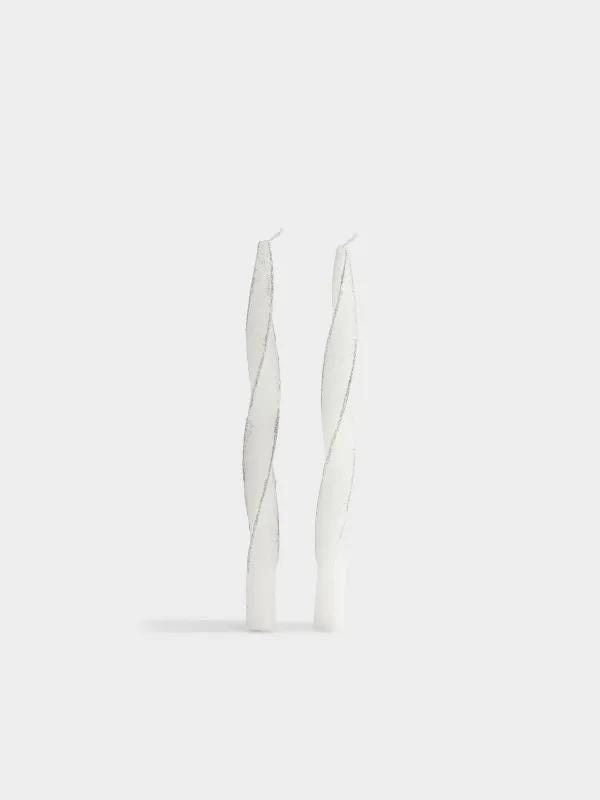 Свеча, 25 см, 2 шт, тонкая, с блестками, Спираль, Spiral shape, image-0