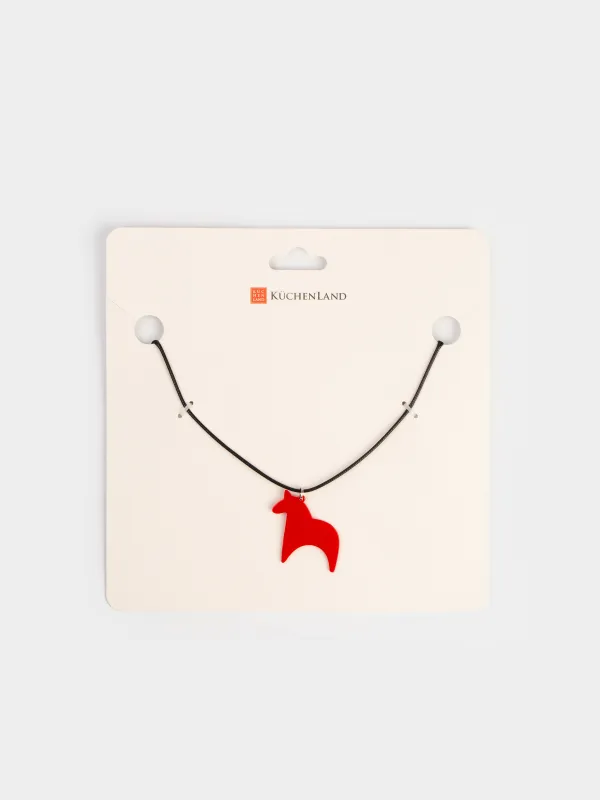 Цепочка-шнурок, 1,5 м, с подвеской, нейлон/акрил, Красная лошадь, Jewelry horse, image-3