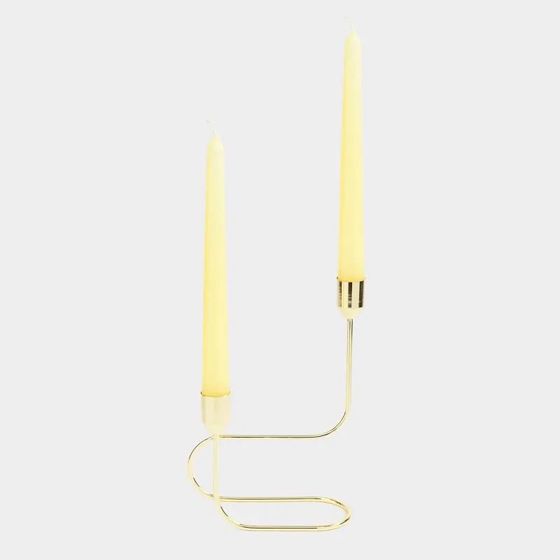 Подсвечник, 22 см, 2 тонкие свечи, сталь, золотистый, Twist gold, image-3