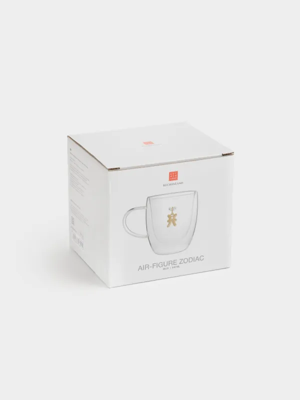 Кружка, 280 мл, стекло Б/металл, с золотистой подвеской, Рыбы, Air figure zodiac, image-5