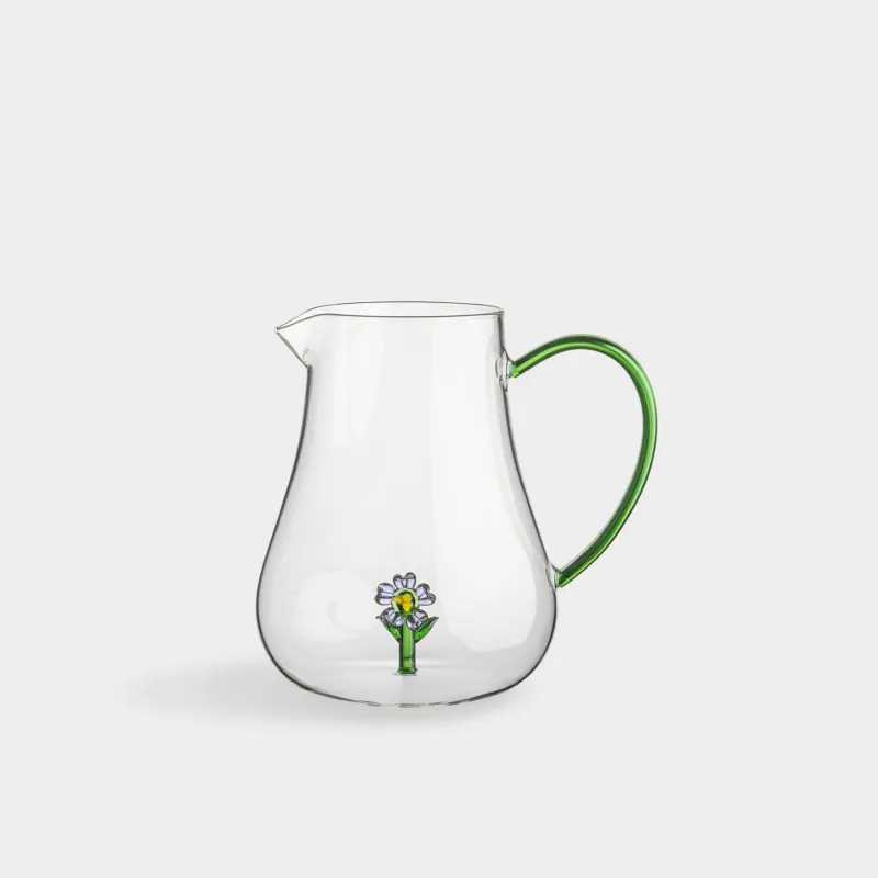 Кувшин, 1,6 л, стекло Б, зеленая ручка, Цветок, Shape
