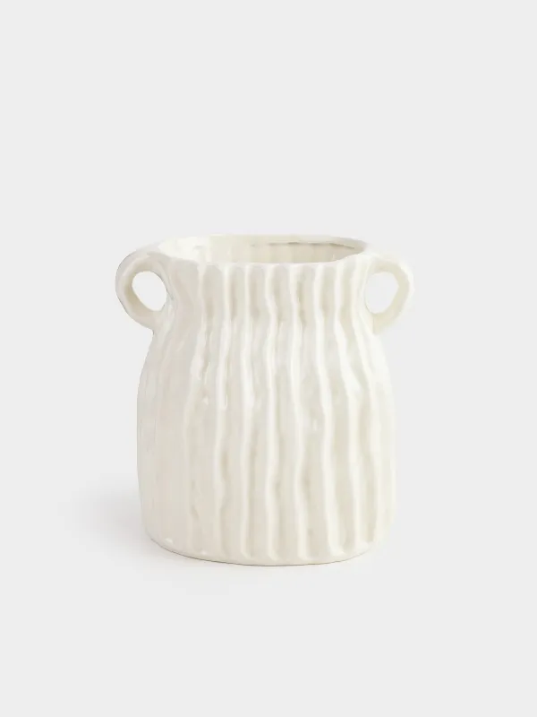 Ваза для цветов, 18 см, с ручками, Фактурные линии, Wavy, image-0