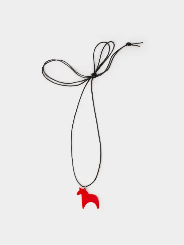 Цепочка-шнурок, 1,5 м, с подвеской, нейлон/акрил, Красная лошадь, Jewelry horse, image-0