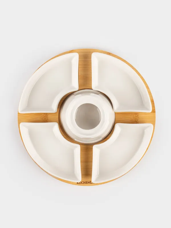 Набор для фондю, 4 перс, на подставке, фарфор P/бамбук, Bamboo, image-6