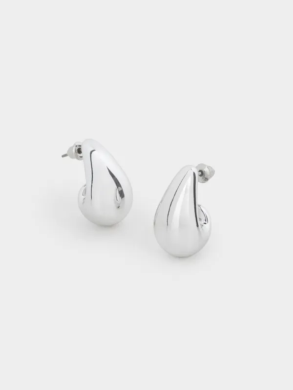 Серьги-пусеты, 2 см, 2 шт, CCB пластик, серебристые, Jewelry, image-0