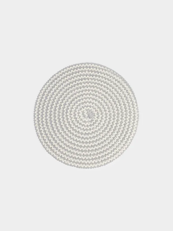 Салфетка под приборы, 38 см, полипропилен/полиэстер, круглая, серо-молочная, Circle, image-0