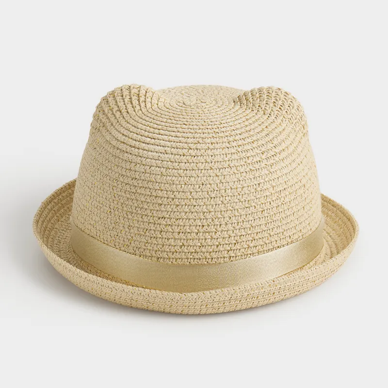 Шляпа детская, 52 см, единый размер, целлюлоза/полиэстер, бежевая, Ушки, Cat