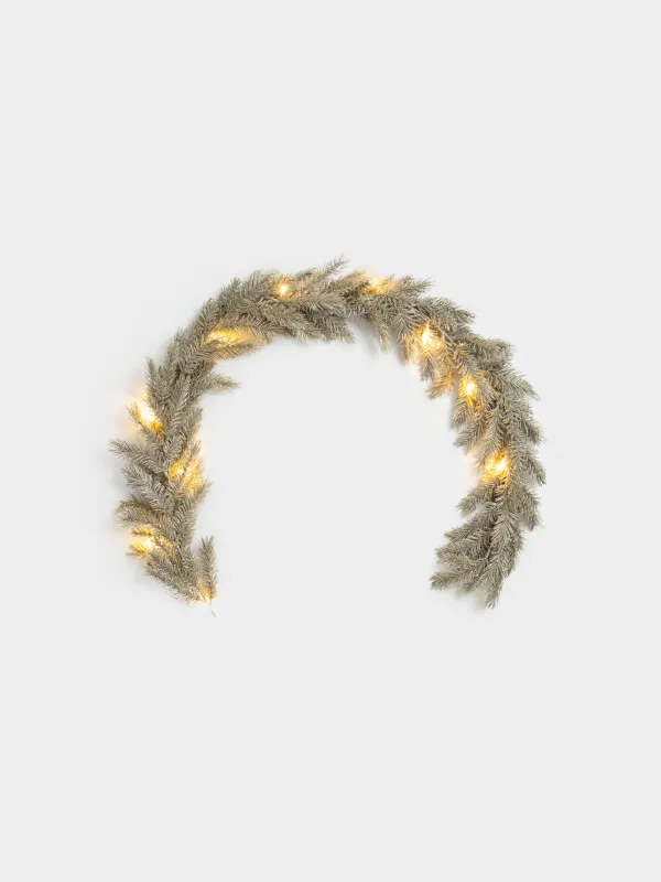 Ветка-гирлянда декоративная, 1,5 м, с подсветкой, пластик, шампань, Ель, Conifer champagne, image-6