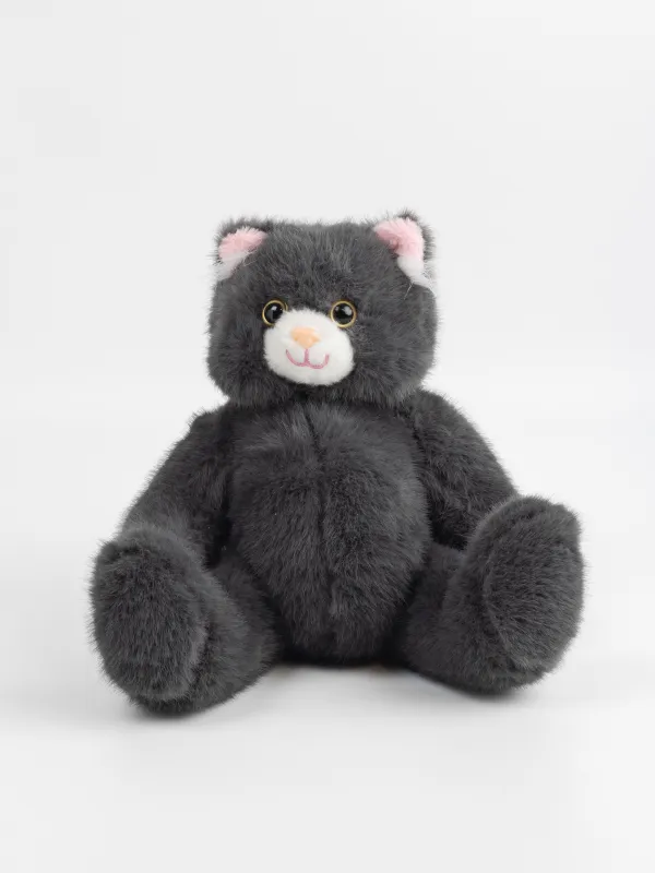 Игрушка, 30 см, мягкая, с подвижными лапами, полиэстер/пластик, графитовая, Кот, Cat, image-1