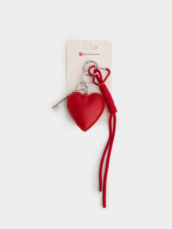 Брелок, 8 см, полиэстер/полиуретан/металл, красный, Сердце, Keychain heart, image-5