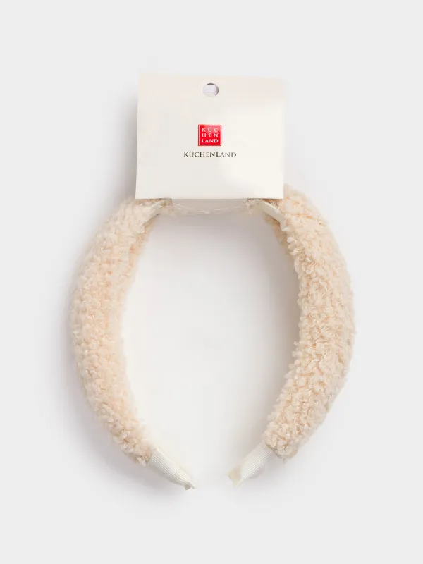 Ободок для волос, 13х16 см, искусственный мех, бежевый, Curled, image-3