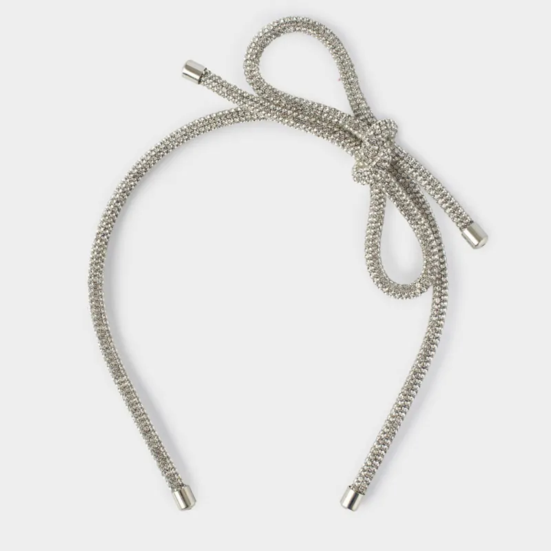 Ободок для волос, 12х14 см, металл/стразы, серебристый, Jewelry crystal