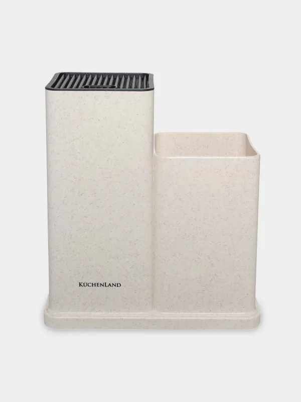 Подставка для ножей и кухонных принадлежностей, 23 см, 2 отд, пластик, молочная, Speck-light, image-0