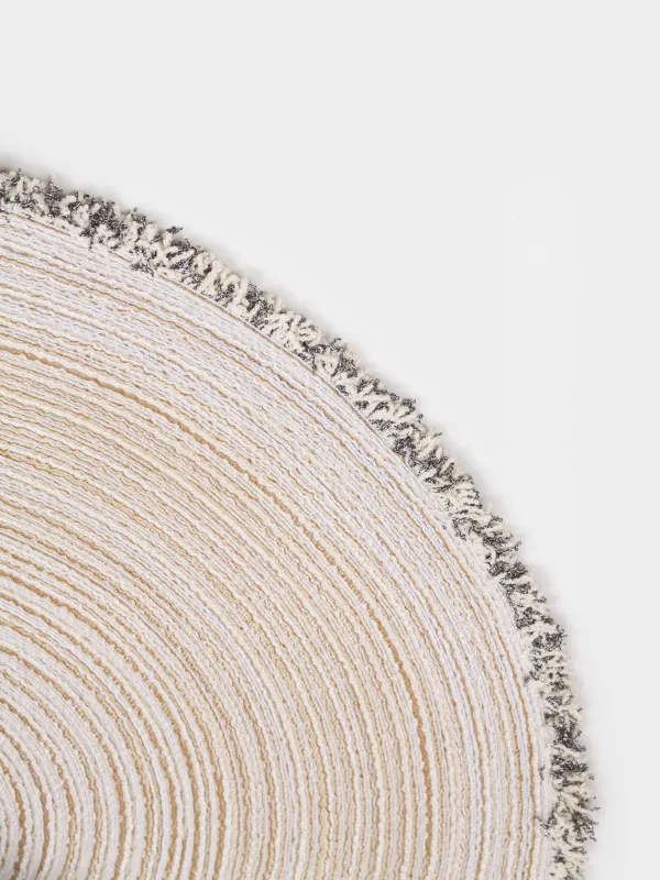 Салфетка под приборы, 38 см, с бахромой, полиэстер, круглая, бежевая, Rotary, image-2