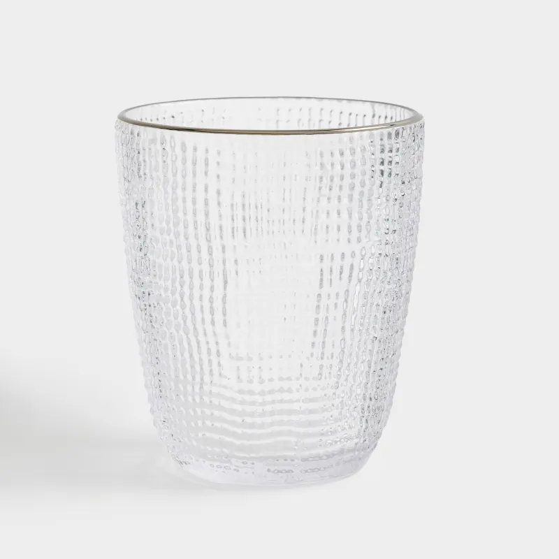 Стакан, 10 см, 320 мл, стекло Р, с серебристым кантом, Grain silver