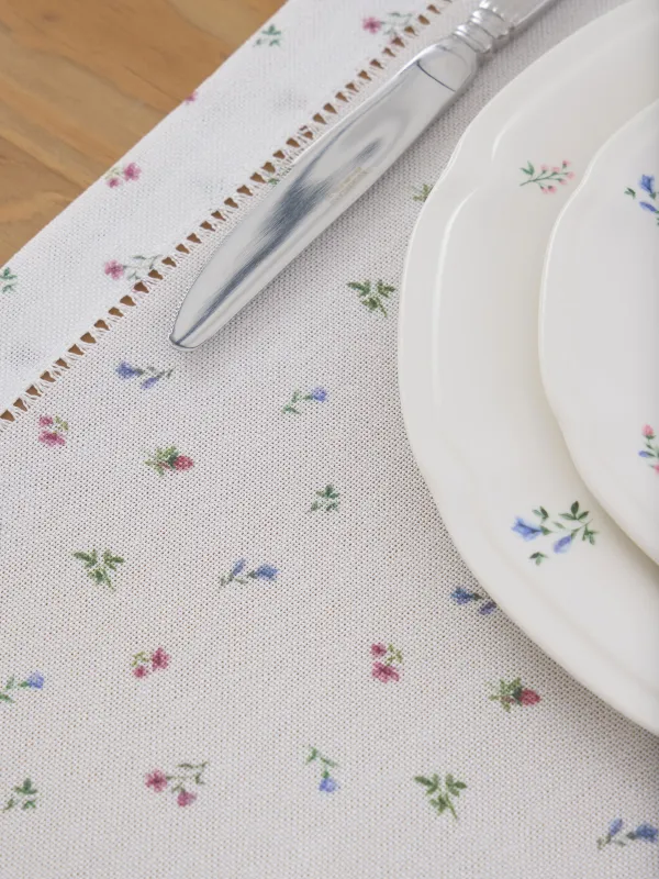 Дорожка настольная, 40х160 см, полиэстер, белая, Цветы, Hemstitch floria, image-3