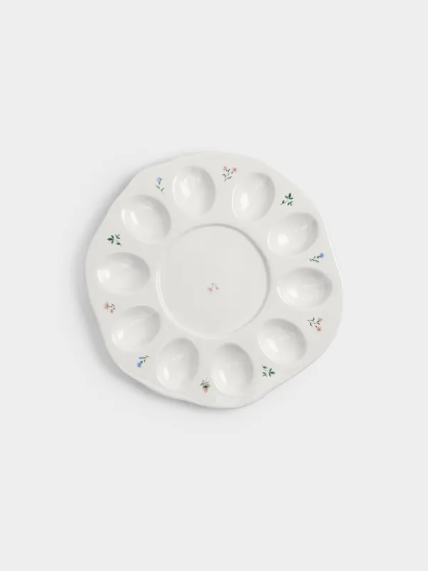 Блюдо пасхальное, 26 см, 10 отд, с местом для кулича, керамика D, молочное, Нежные цветы, El flora, image-0