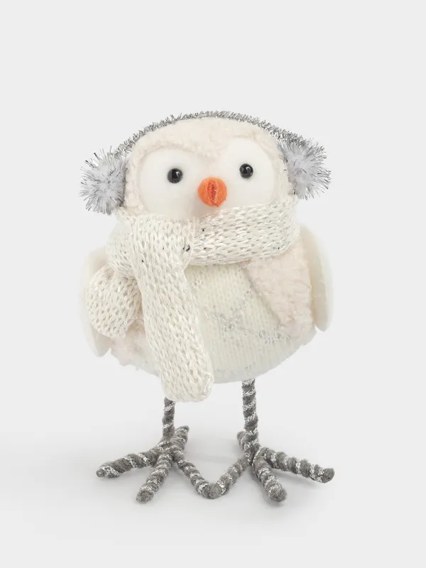 Изделие декоративное, 16 см, пенопласт/полиэстер, бело-серебристое, Птица в наушниках, Birds, image-0