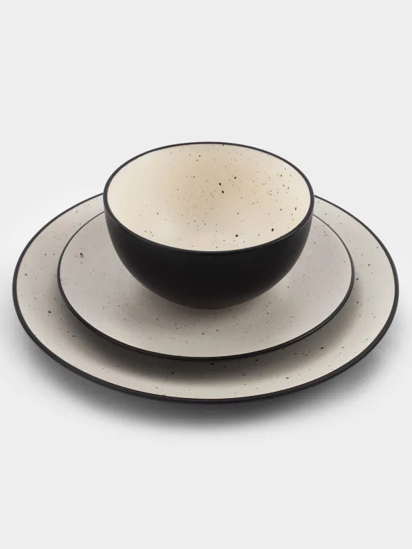 Сервиз обеденный, 6 перс, 18 пр, керамика, черно-белый, в крапинку, Isernia, image-2