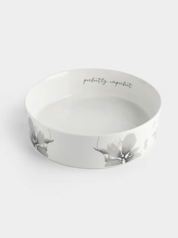 Блюдо, 23х6 см, с бортами, фарфор N, Серые цветы, Watercolor, image-2