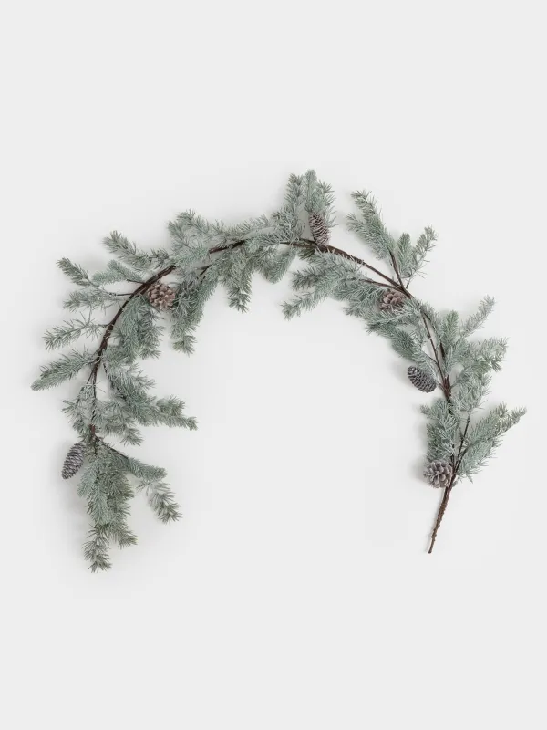 Ветка-гирлянда декоративная, 1,5 м, пластик/шишки, Шишки, Conifer decor, image-0