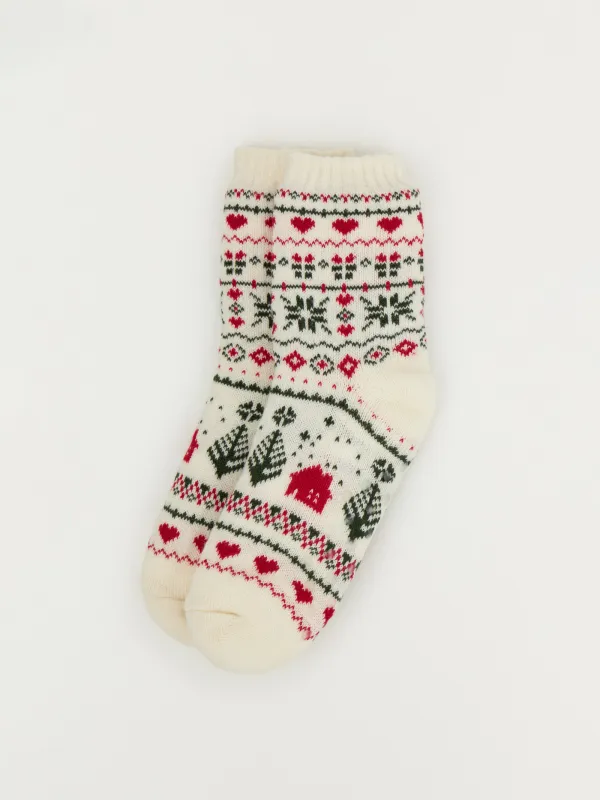 Носки домашние, молочные, Hot winter, image-2