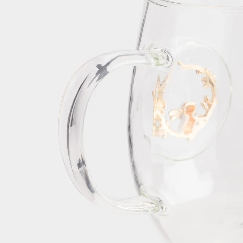 Кружка, 470 мл, стекло Б/металл, Кролик в цветах, Lux elements, image-2